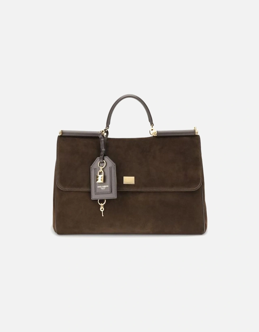 Sicily Suede Handbag with Golden Metallic Details Women - Brown, 5 of 4