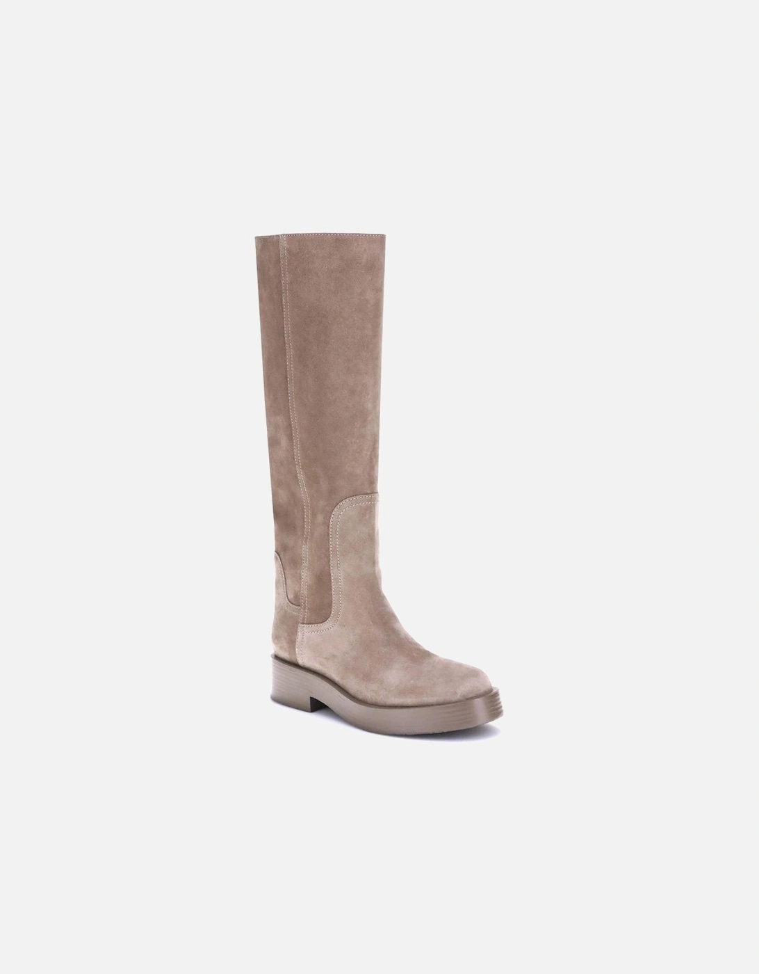 Charlie Suede Knee-High Block Heel Boots Women - Beige