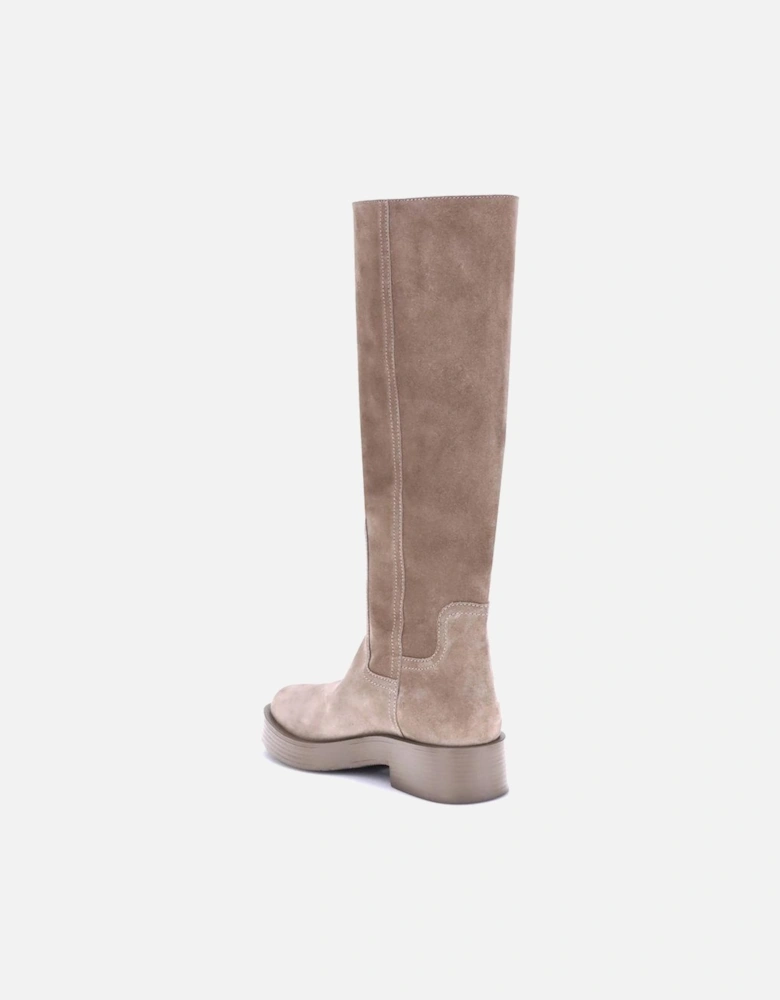 Charlie Suede Knee-High Block Heel Boots Women - Beige