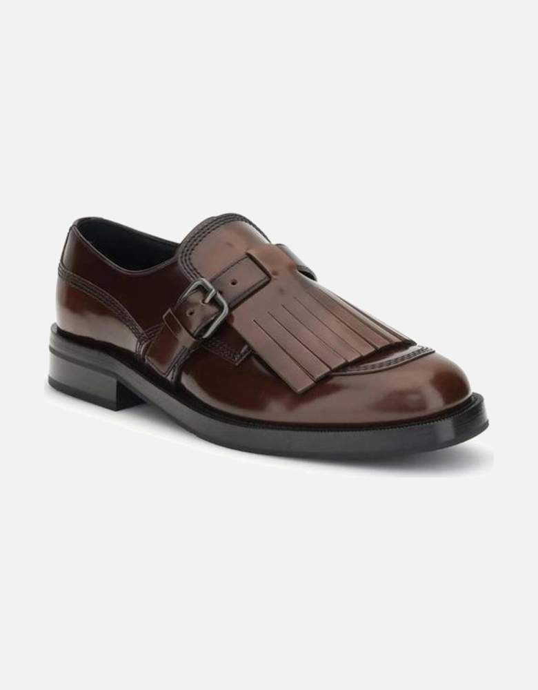 Classic Leather Lace-Up Shoes with Fringe Detailing Women - Brown