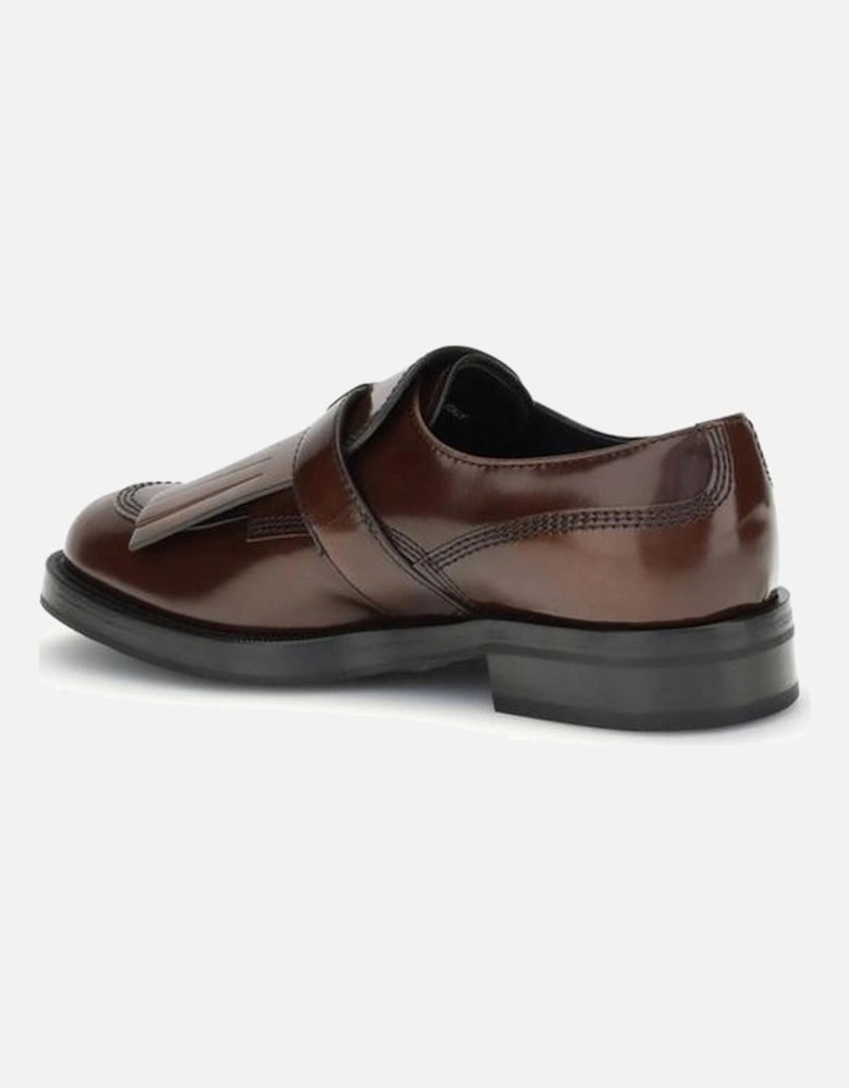 Classic Leather Lace-Up Shoes with Fringe Detailing Women - Brown