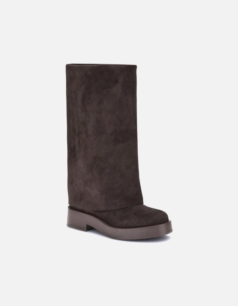 Charlie Suede-Effect Round Toe Boots Women - Brown