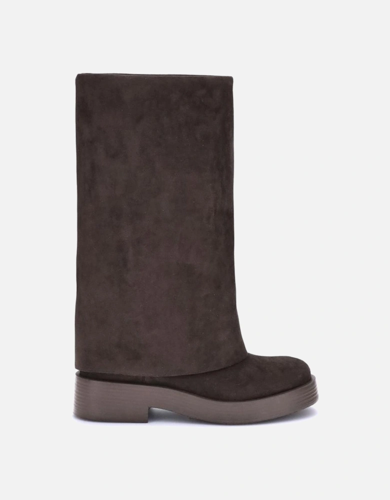 Charlie Suede-Effect Round Toe Boots Women - Brown