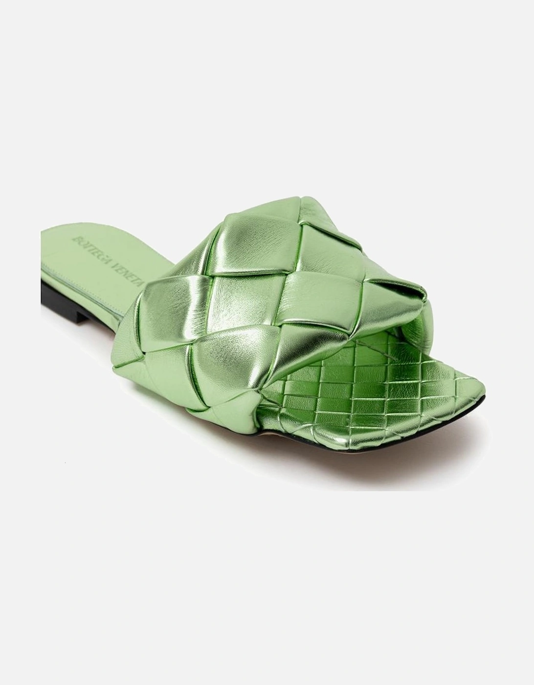 Leather High-Top Sneakers with Gold Accents Women - Green Sandals
