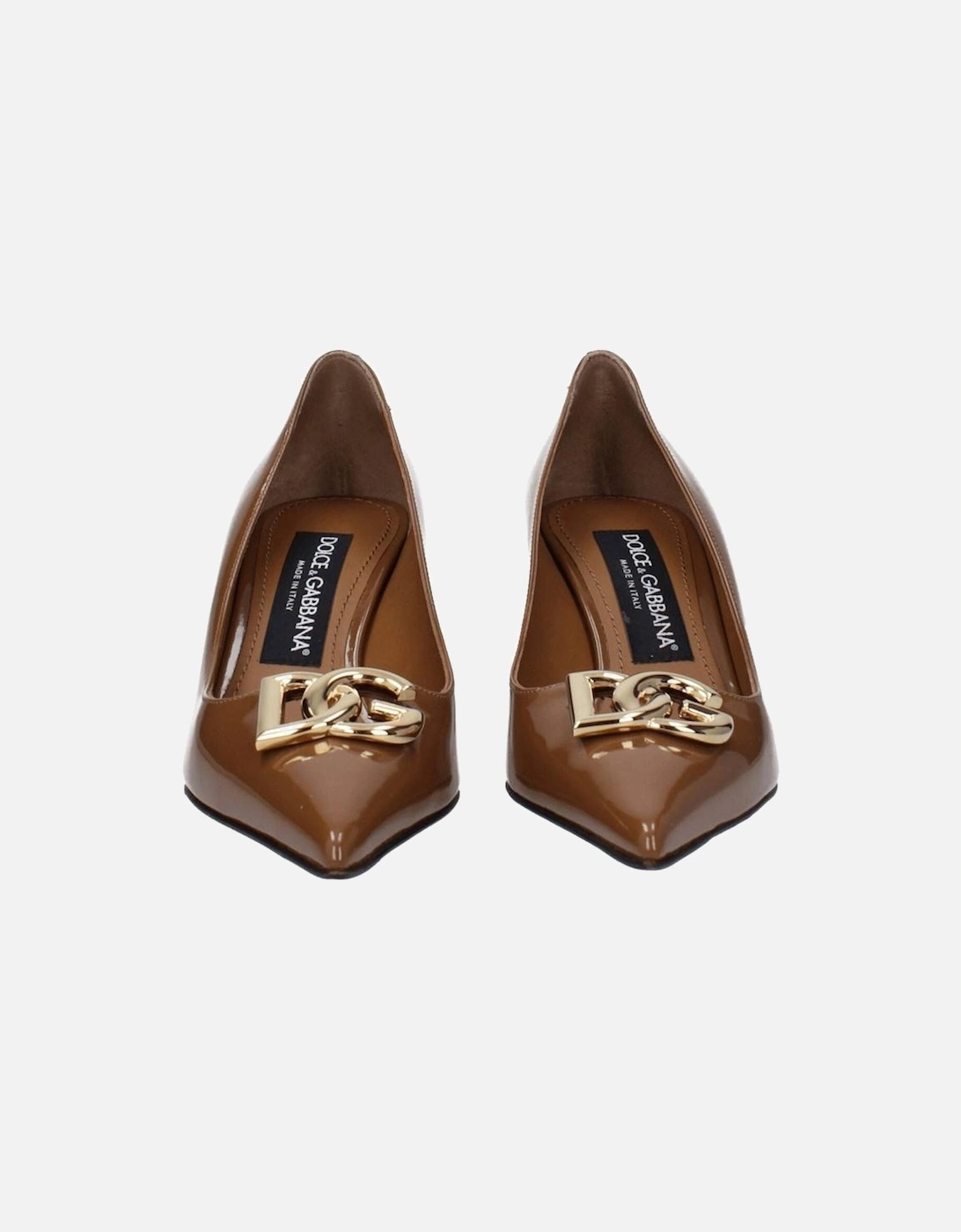 Pointy Toe Mid Heel Leather Pumps Women - Brown
