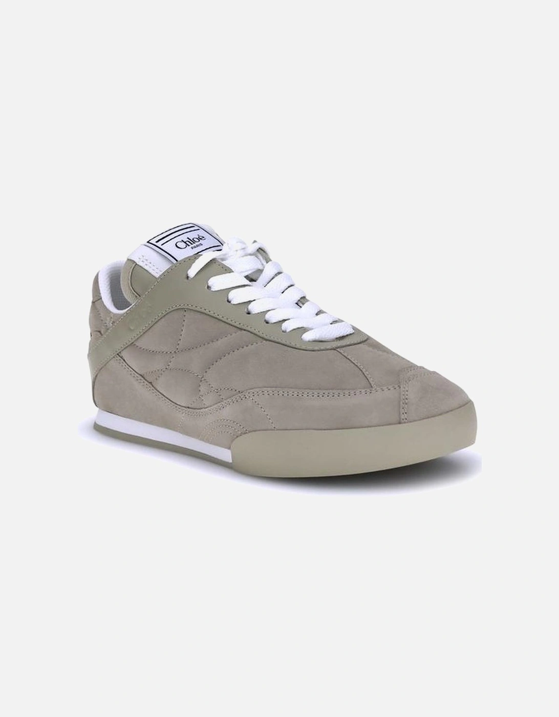 Kick Suede Paneled Sneakers with Lace-up Closure Women - Beige