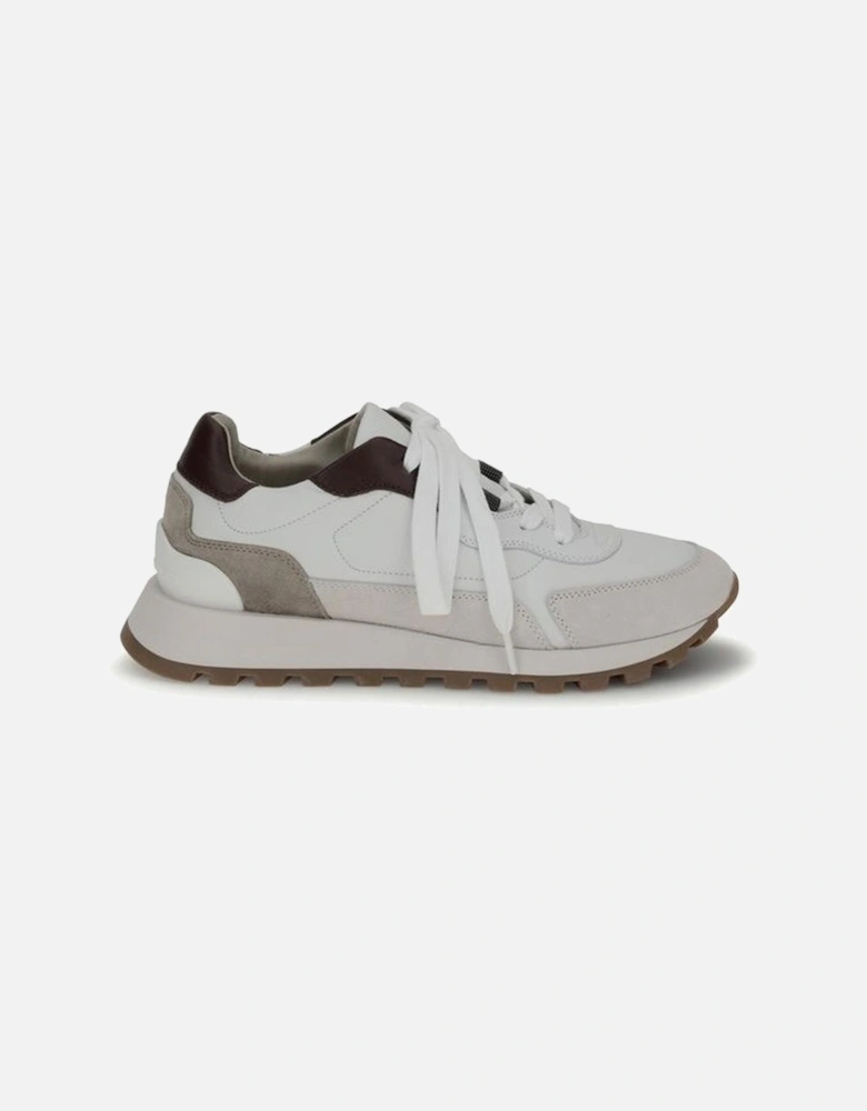 Leather Sneakers with Shiny Jewel Details Women - White