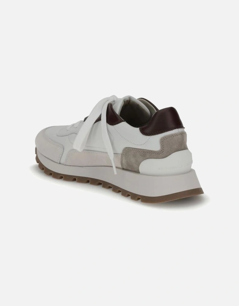 Leather Sneakers with Shiny Jewel Details Women - White