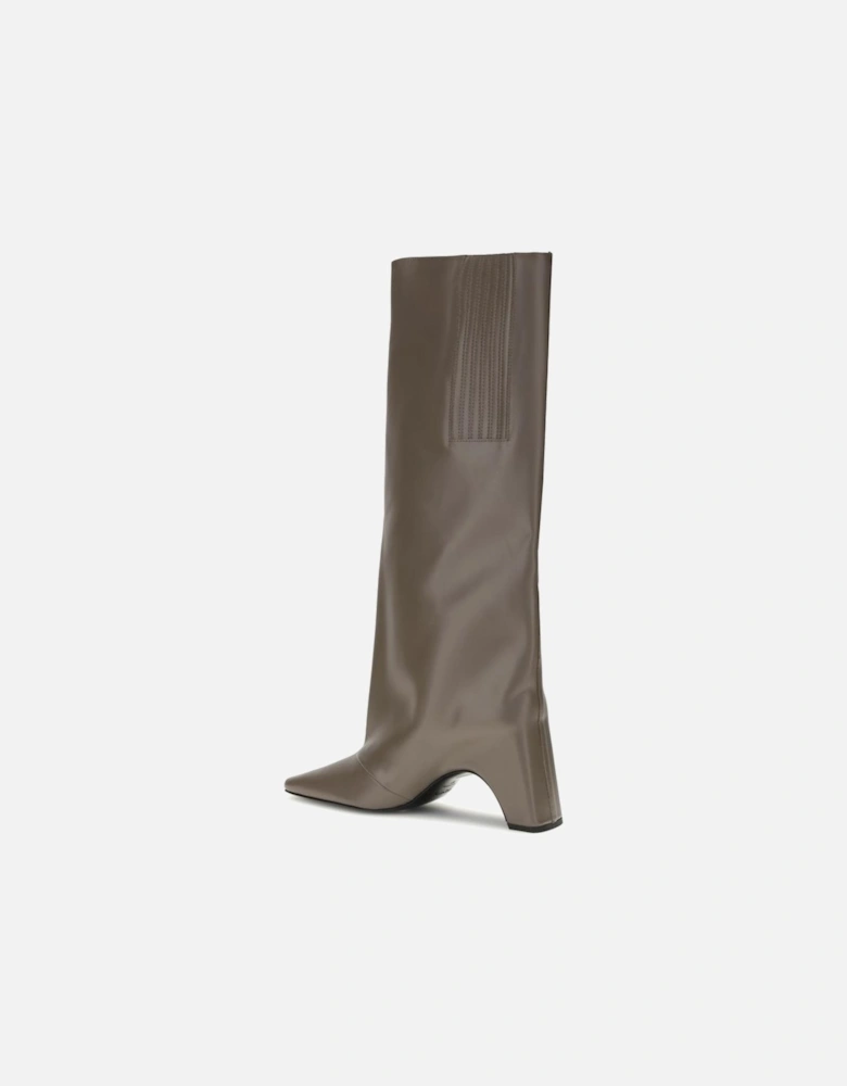 Structured Block Heel High Boots Women - Gray
