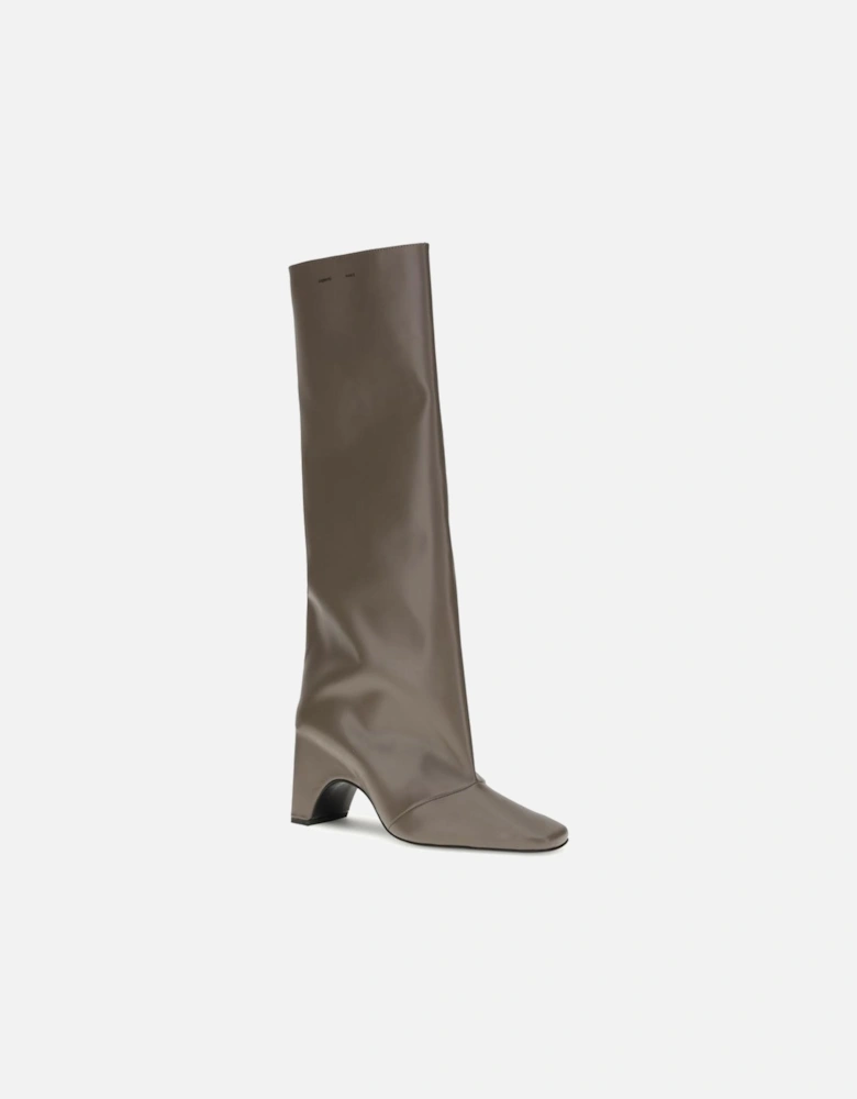Structured Block Heel High Boots Women - Gray