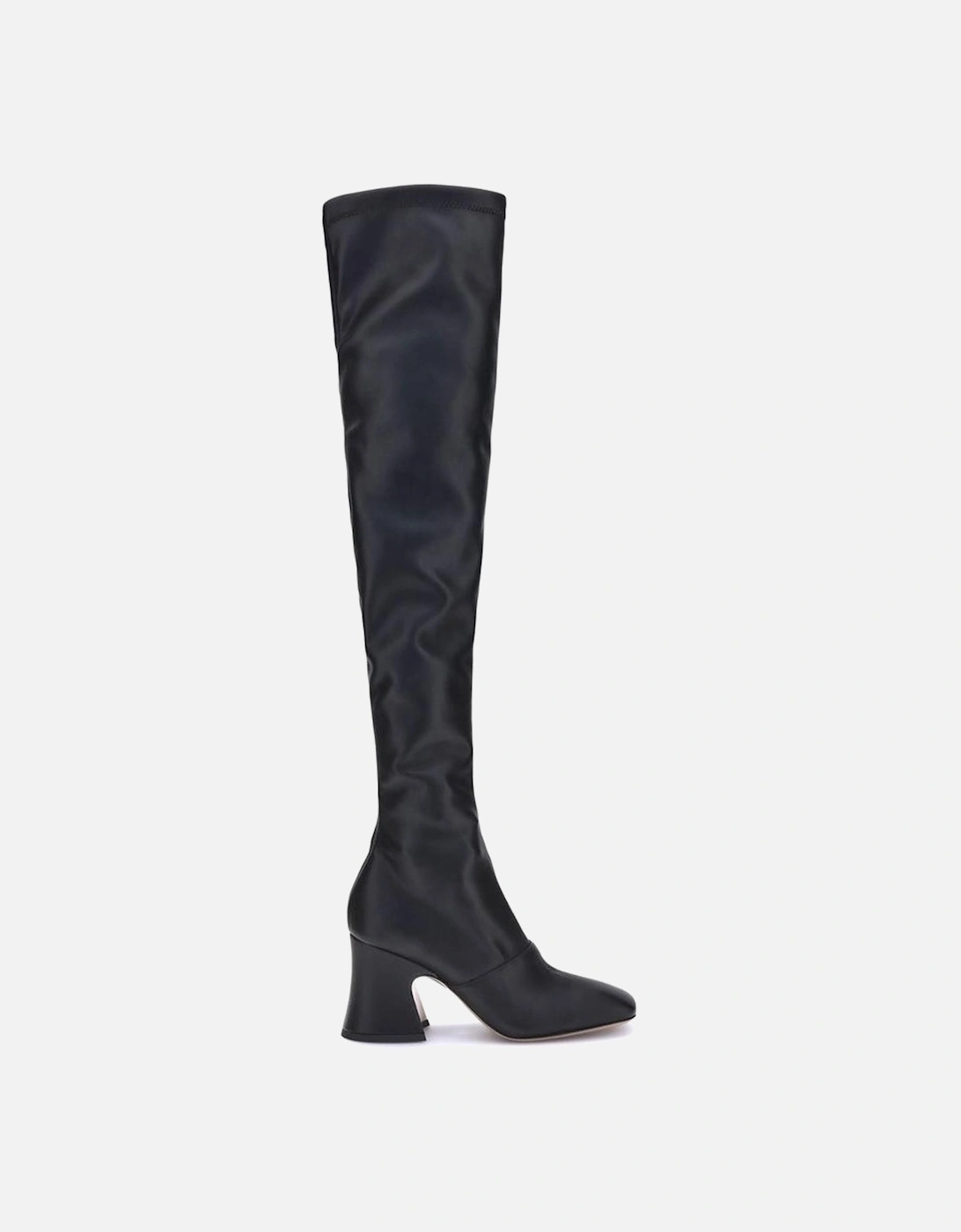 High Leather Mid-Thigh Boots with Asymmetrical Heel Women - Black, 4 of 3
