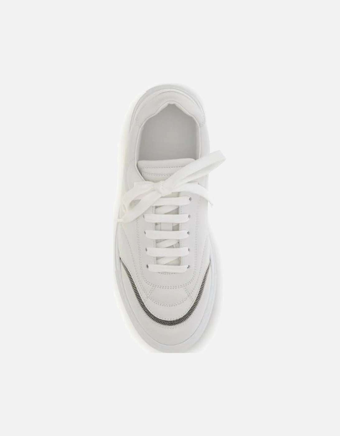 Leather Sneakers with Shiny Details Women - White