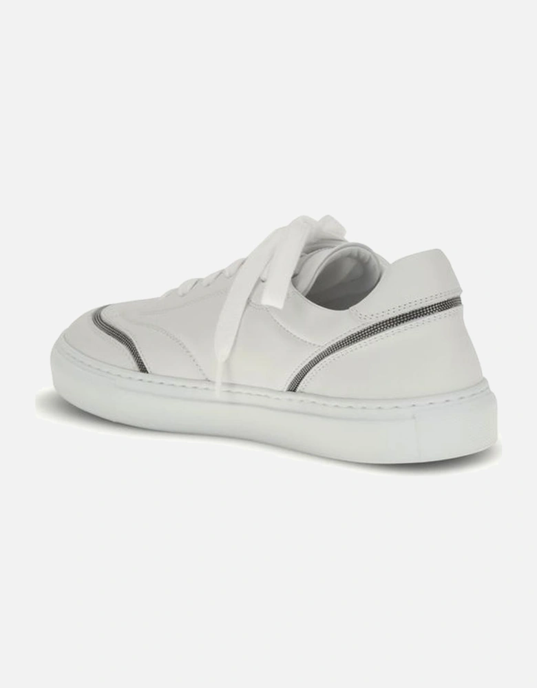 Leather Sneakers with Shiny Details Women - White