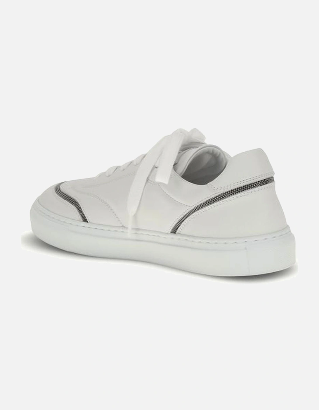 Leather Sneakers with Shiny Details Women - White