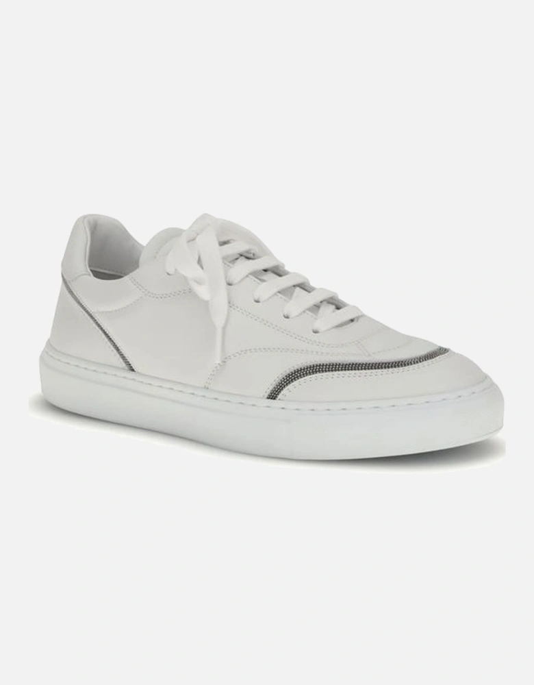 Leather Sneakers with Shiny Details Women - White