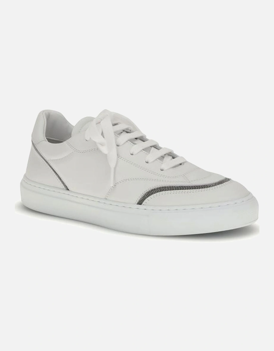 Leather Sneakers with Shiny Details Women - White