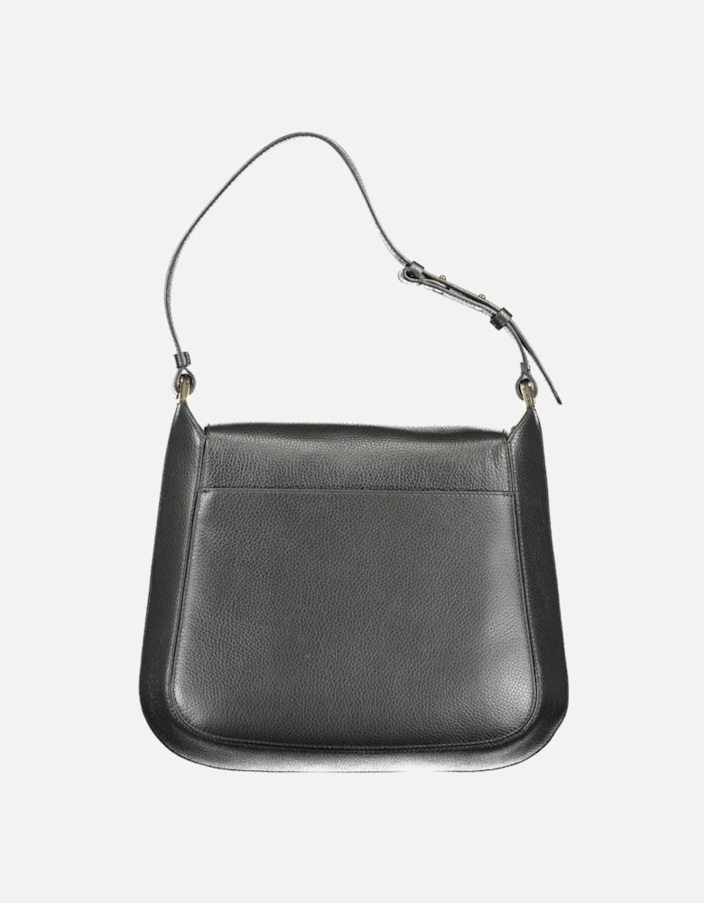 Leather Handbag with Adjustable Shoulder Strap Women - Black