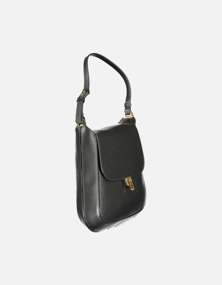 Leather Handbag with Adjustable Shoulder Strap Women - Black