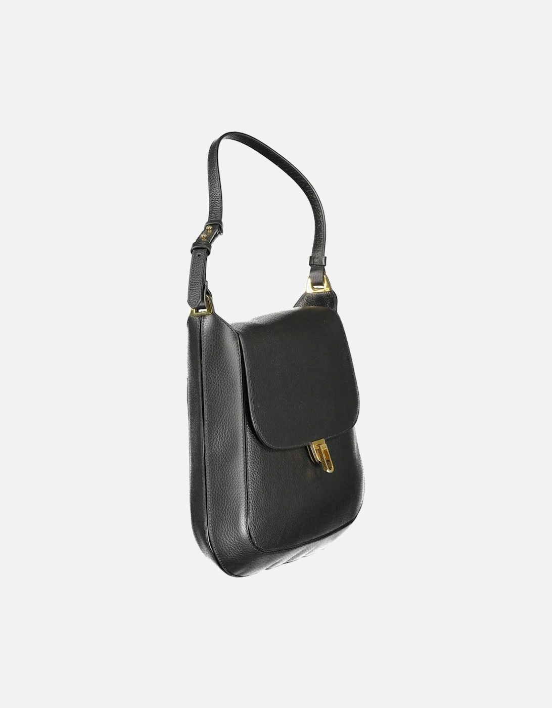Leather Handbag with Adjustable Shoulder Strap Women - Black