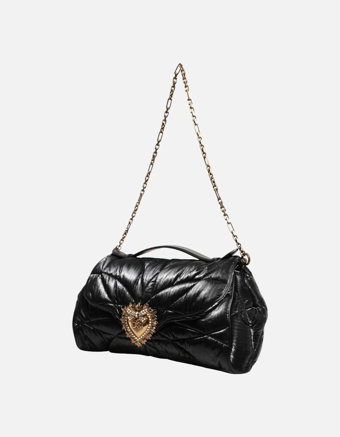 Quilted Leather Satchel with Chain Strap Women - Black Shoulder Bags