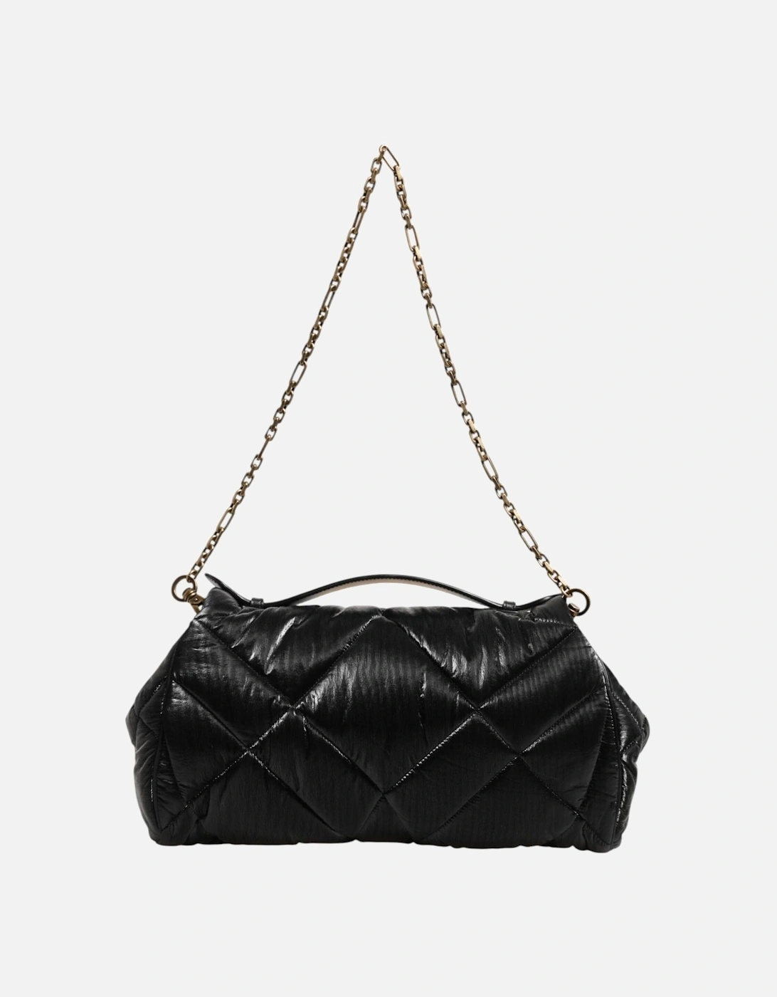 Quilted Leather Satchel with Chain Strap Women - Black Shoulder Bags