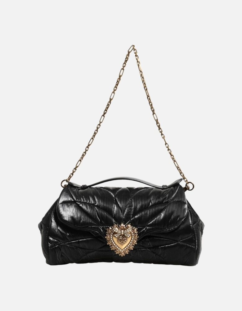 Quilted Leather Satchel with Chain Strap Women - Black Shoulder Bags