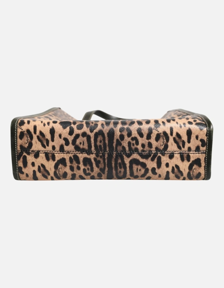 Leopard Print Leather Tote with Stud Detailing Women - Multicolor Tote