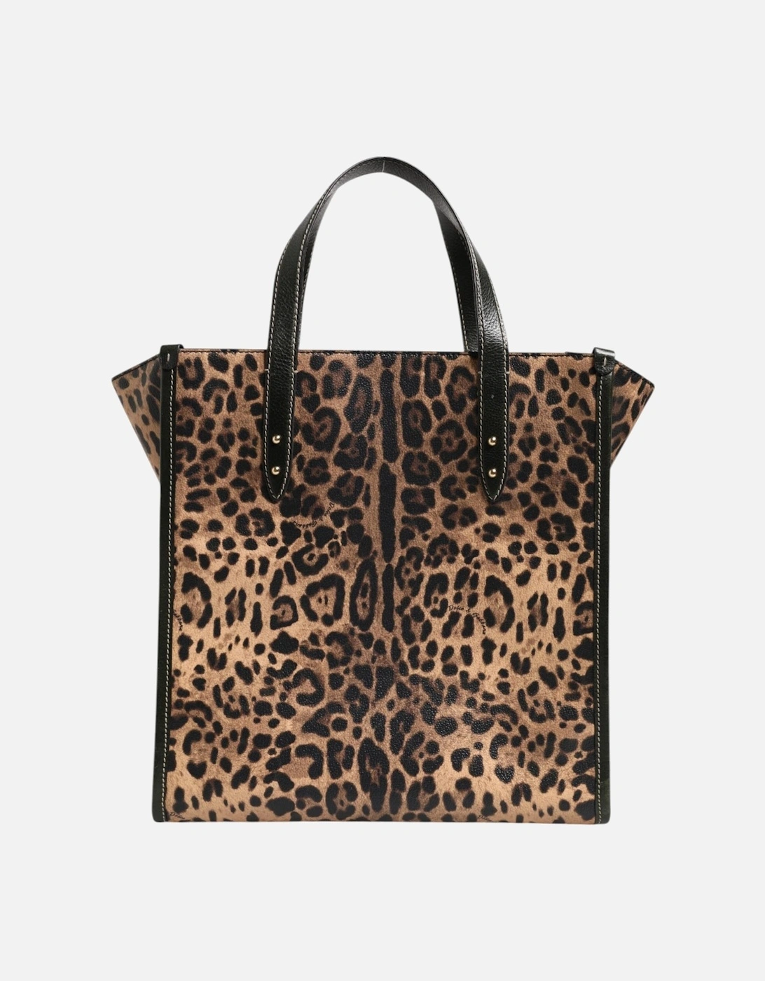 Leopard Print Leather Tote with Stud Detailing Women - Multicolor Tote