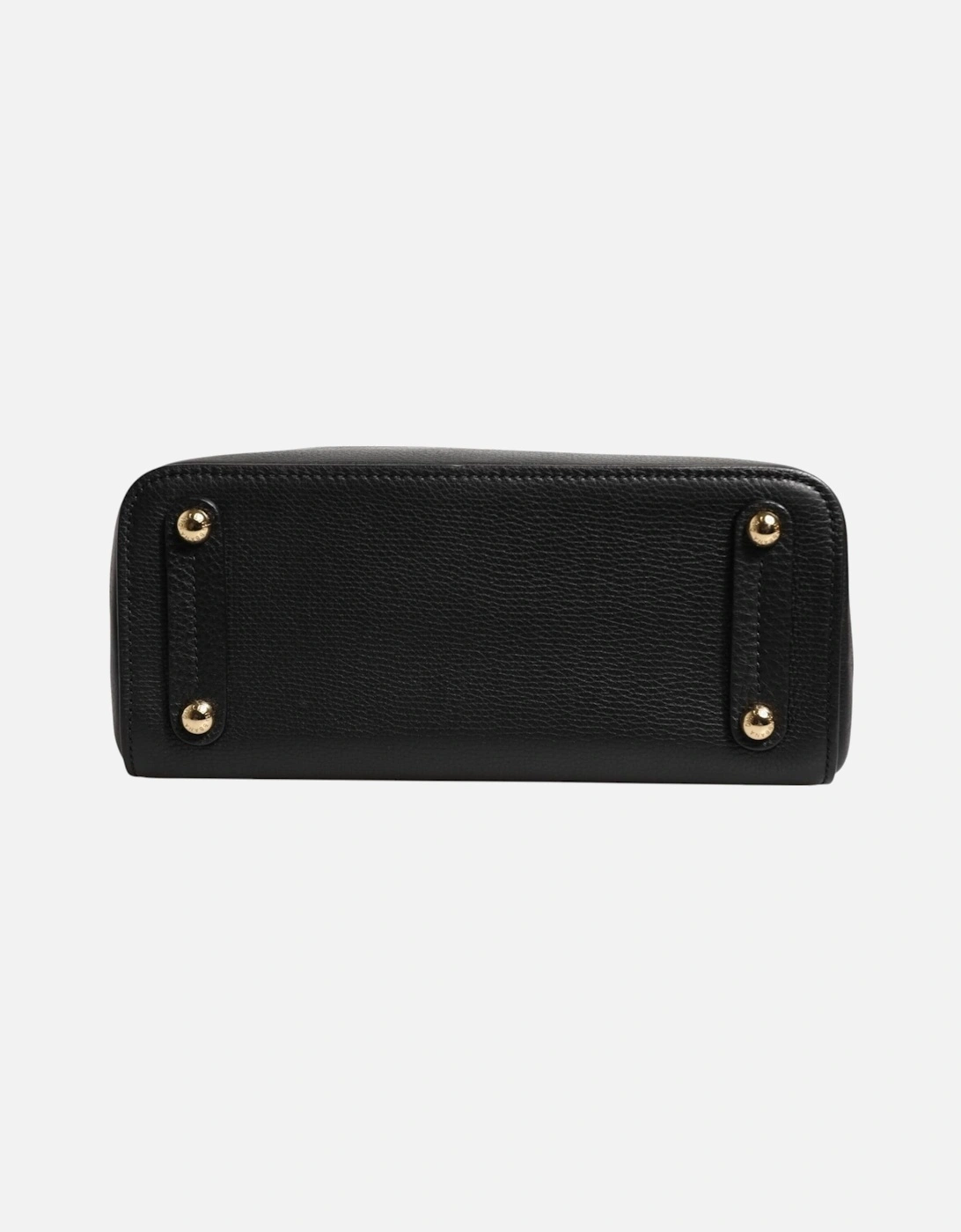 Calf Leather Tote Shoulder Bag with Gold Detailing Women - Black