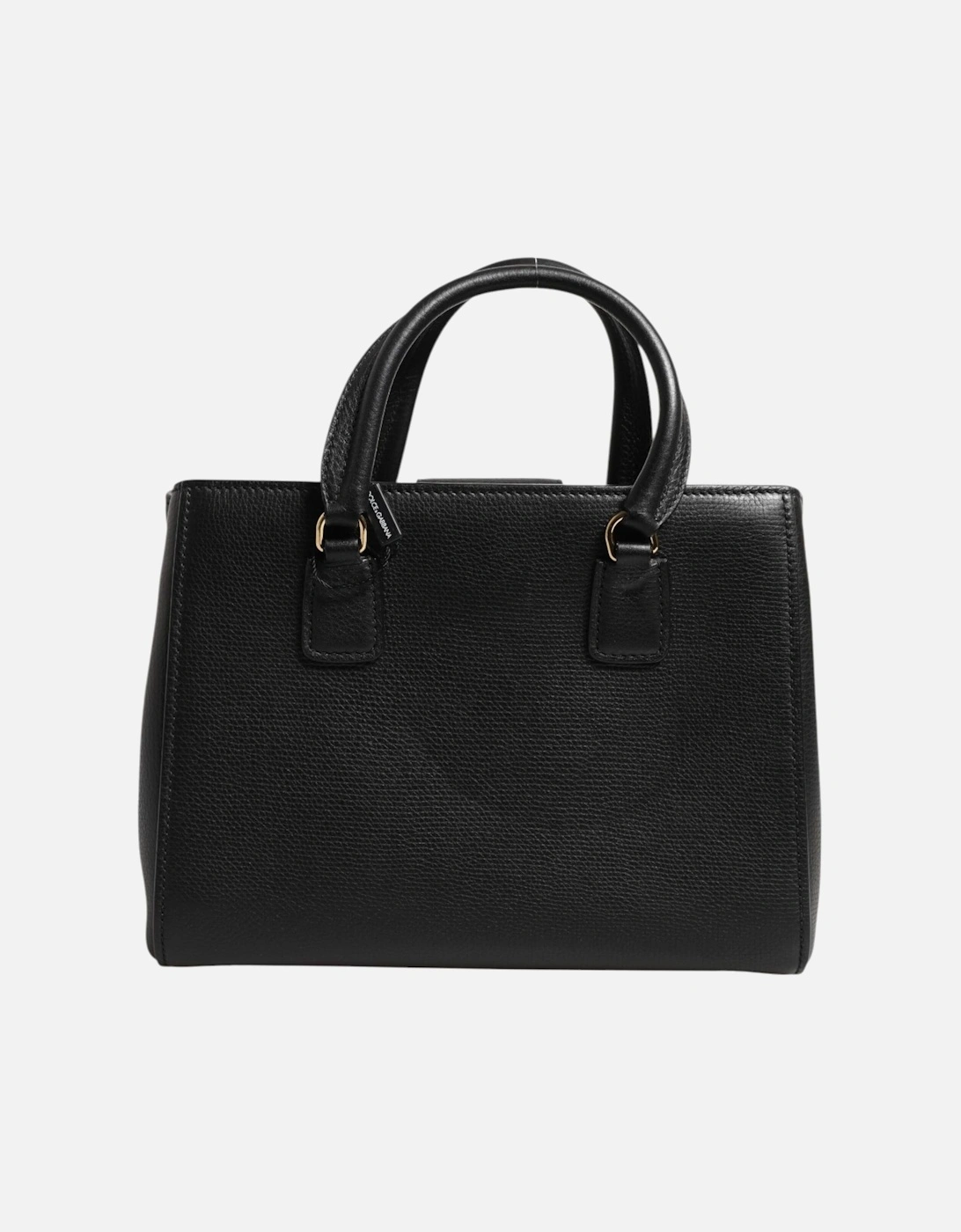 Calf Leather Tote Shoulder Bag with Gold Detailing Women - Black