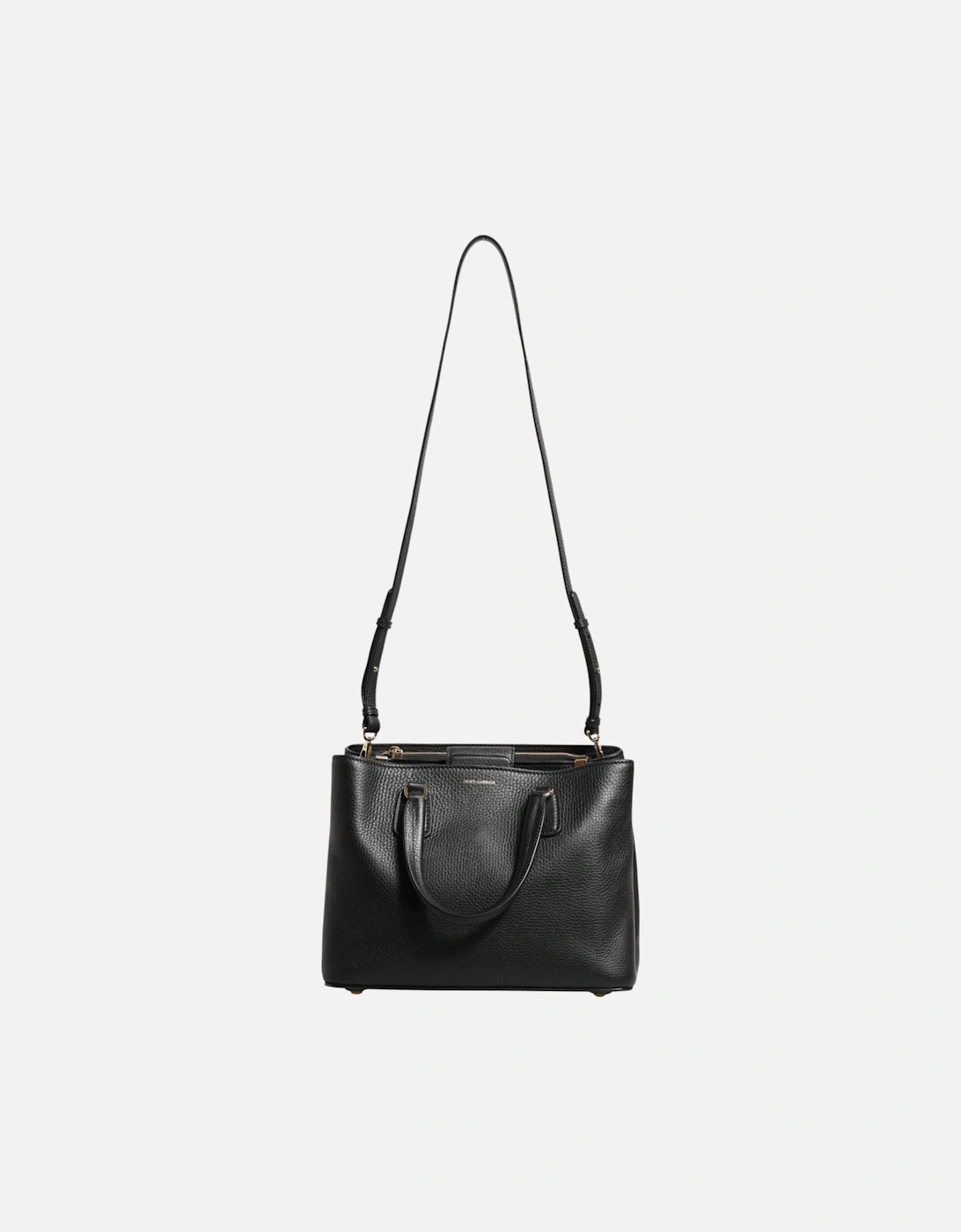 Calf Leather Tote Shoulder Bag with Gold Detailing Women - Black