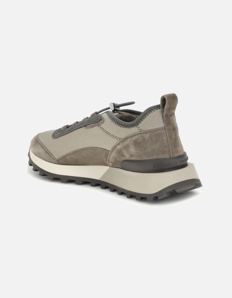 Leather Sneakers with Sparkling Jewel Accents Women - Brown