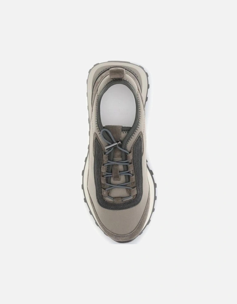 Leather Sneakers with Sparkling Jewel Accents Women - Brown