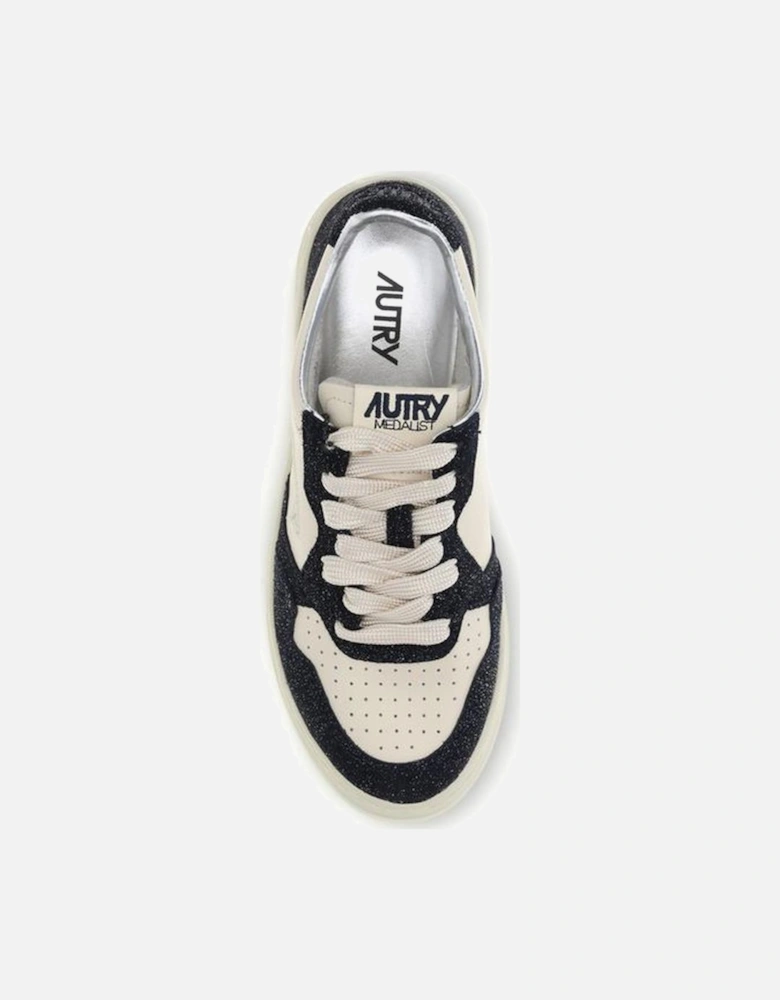 Medalist Low Leather Sneakers with Suede Details Women - Cream