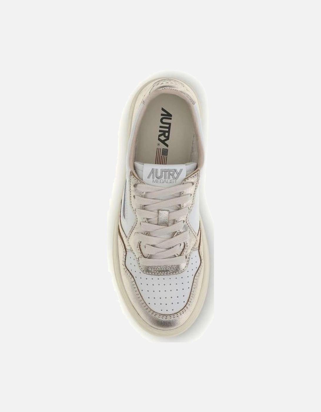Medalist Low Leather Sneakers with Platinum Heel Women - White