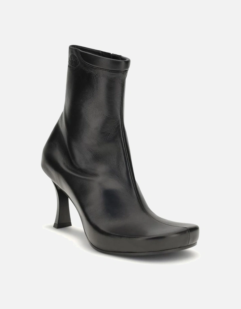 Ergonomic Sheepskin Square Toe Ankle Boots Women - Black