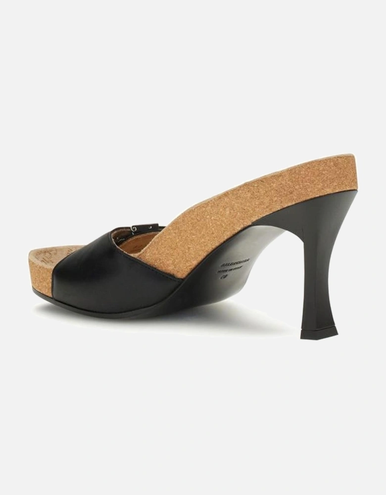 Ergonomic Calfskin Sandals with Adjustable Metal Buckle Women - Black