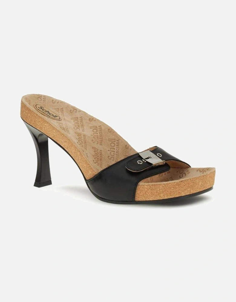 Ergonomic Calfskin Sandals with Adjustable Metal Buckle Women - Black