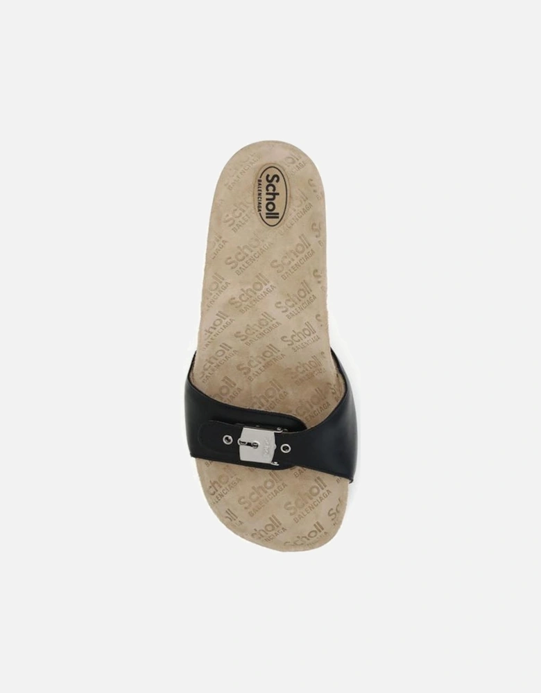 Ergonomic Calfskin Sandals with Adjustable Metal Buckle Women - Black