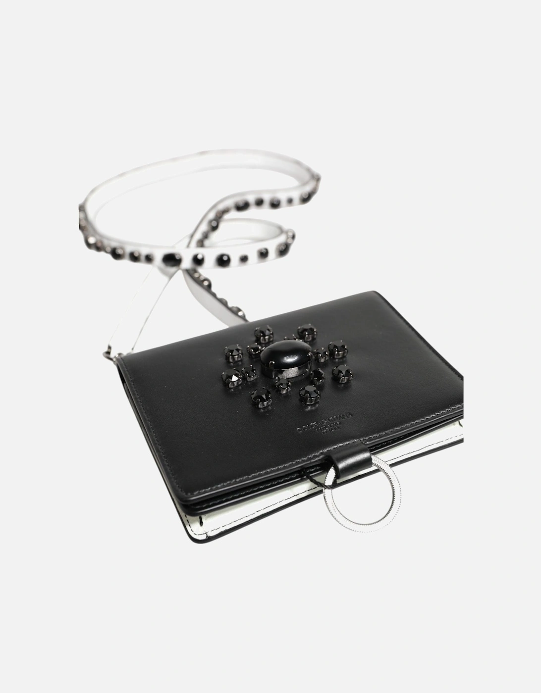 Crystal Embellished Calf Leather Cardholder with Neck Strap Women -
