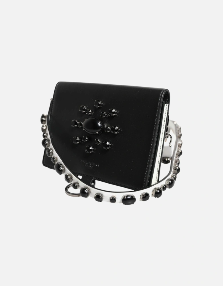 Crystal Embellished Calf Leather Cardholder with Neck Strap Women -