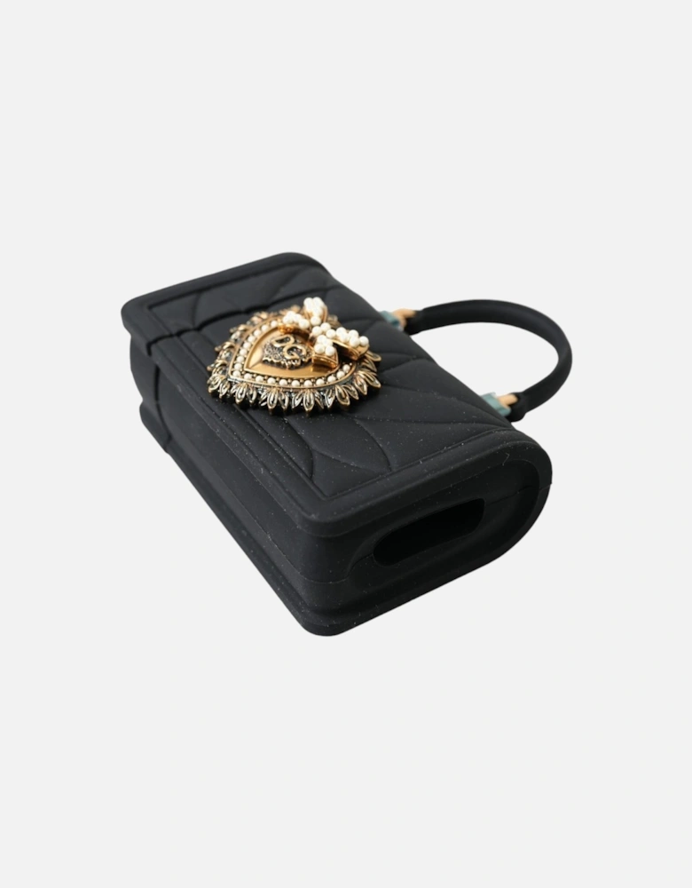 Quilted Effect Airpods Case with Chain Strap Women - Black