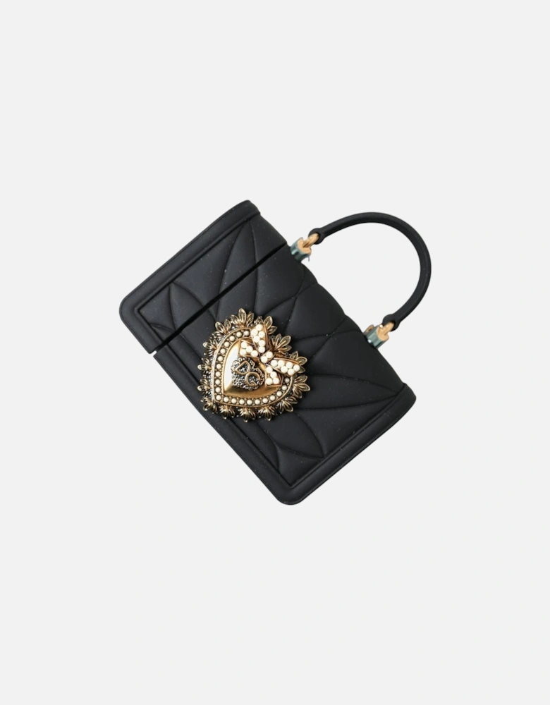Quilted Effect Airpods Case with Chain Strap Women - Black