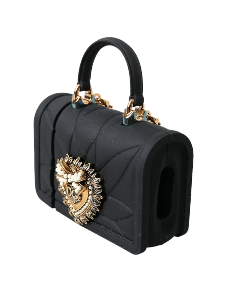Quilted Effect Airpods Case with Chain Strap Women - Black