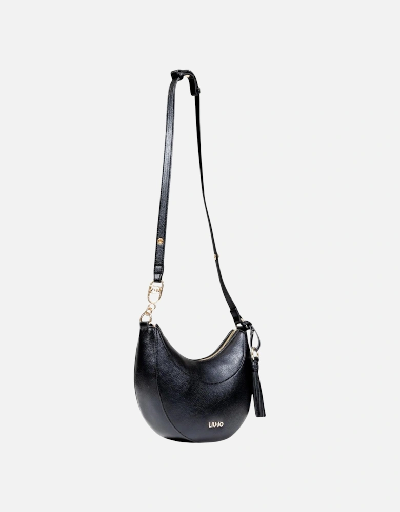 Polyurethane Shoulder Bag with Zip Fastening Women - Black