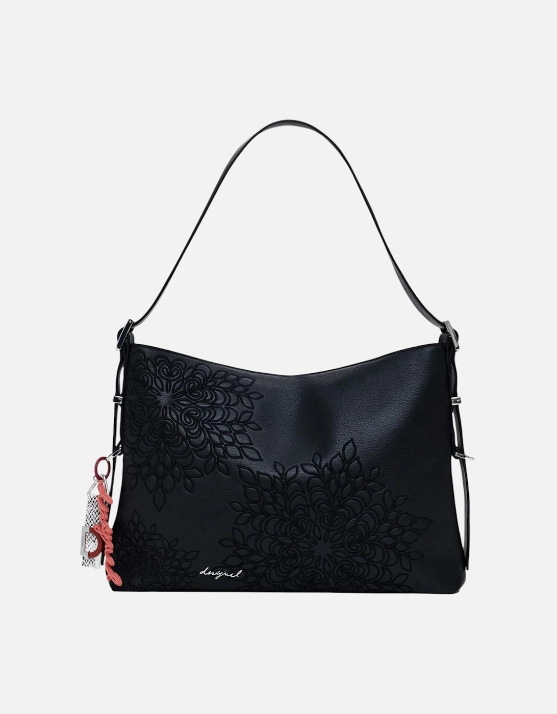Floral Pattern Handbag with Zip Closure Women - Black Bags, 4 of 3