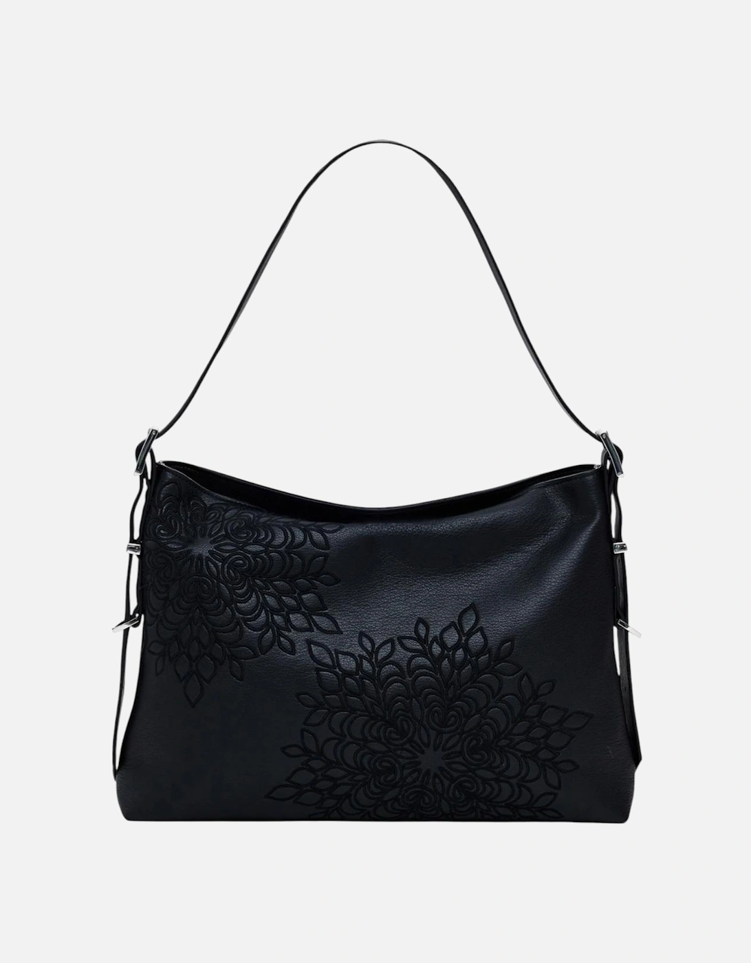 Floral Pattern Handbag with Zip Closure Women - Black Bags