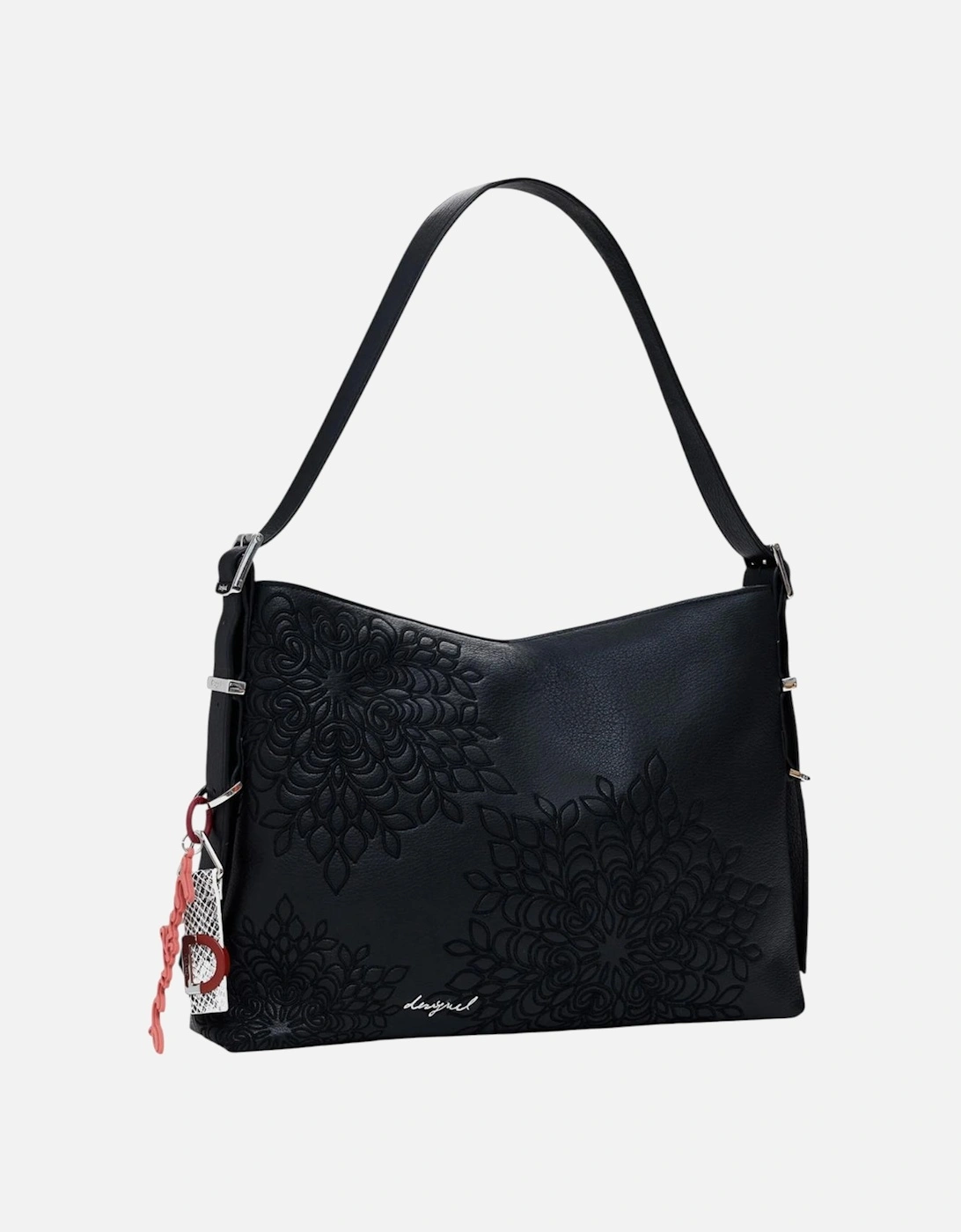 Floral Pattern Handbag with Zip Closure Women - Black Bags