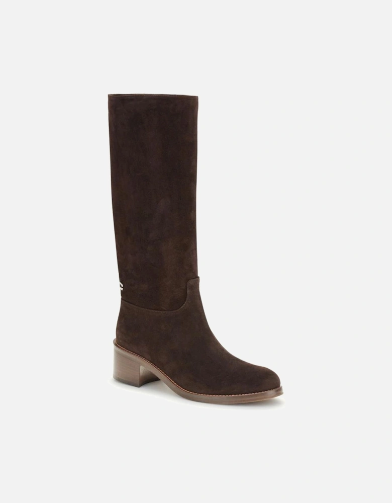 Brighton Suede Knee-High Boots with Zip Fastening Women - Brown