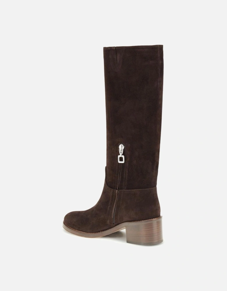 Brighton Suede Knee-High Boots with Zip Fastening Women - Brown